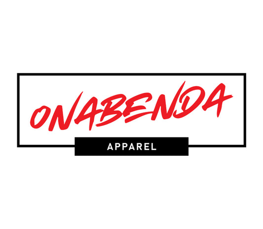 Onabenda Apparel logo with red text on a white background