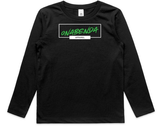 Onabenda Classic Toddler Long Sleeve Black Tee front