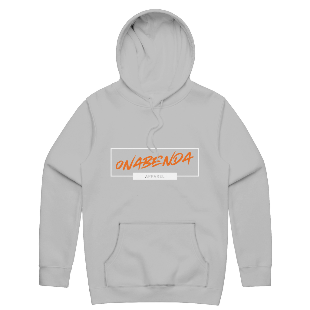 Gray hoodie with a graphic print and the text 'Onabenda' on the front.