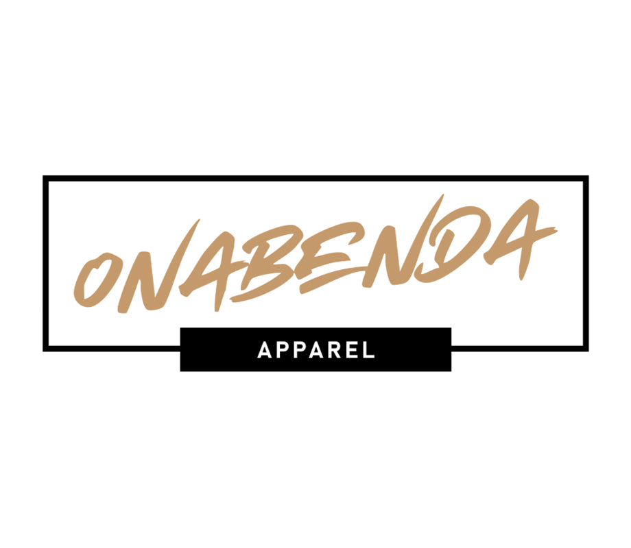 Onabenda Apparel logo with brown text on a white background