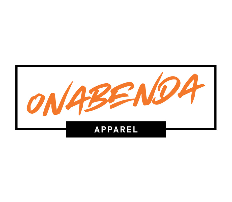 Onabenda Apparel logo with orange text on a white background