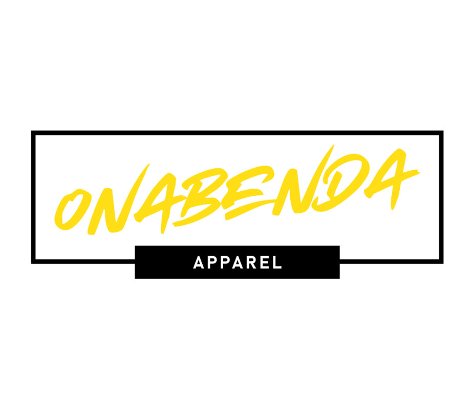 Onabenda Apparel logo with yellow text on a white background