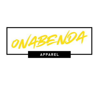 Onabenda Apparel logo with yellow text on a white background